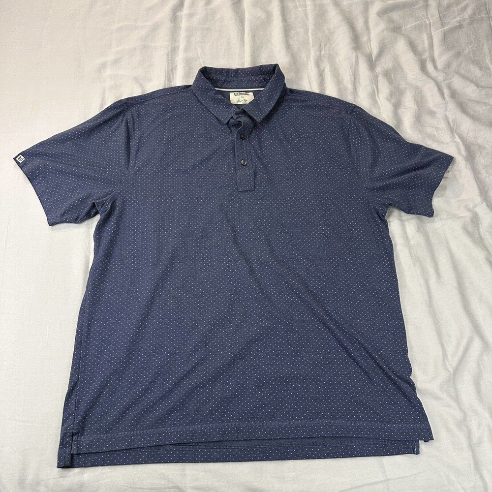 Linksoul Polo Shirt Men’s XL Blue Dot Short Sleeve Tempus Fugit Button